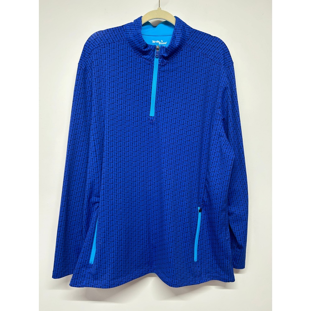 Birdie Bound Golf Quarter Zip Pullover Blue Golf Tee Print Stretch XL - Picture 2 of 4